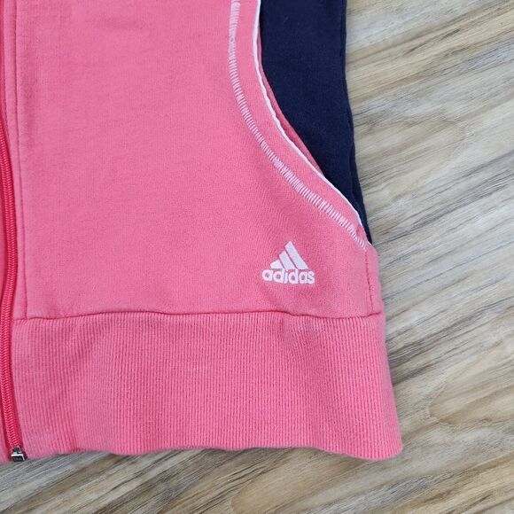 🩵Adidas Vintage Coral Zippered Hoodie Short Sleeve Jacket Small - Picture 11 of 12